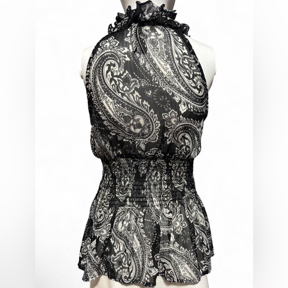 grass collection Black & White Sheer Paisley Halter Blouse - Picture 4 of 5